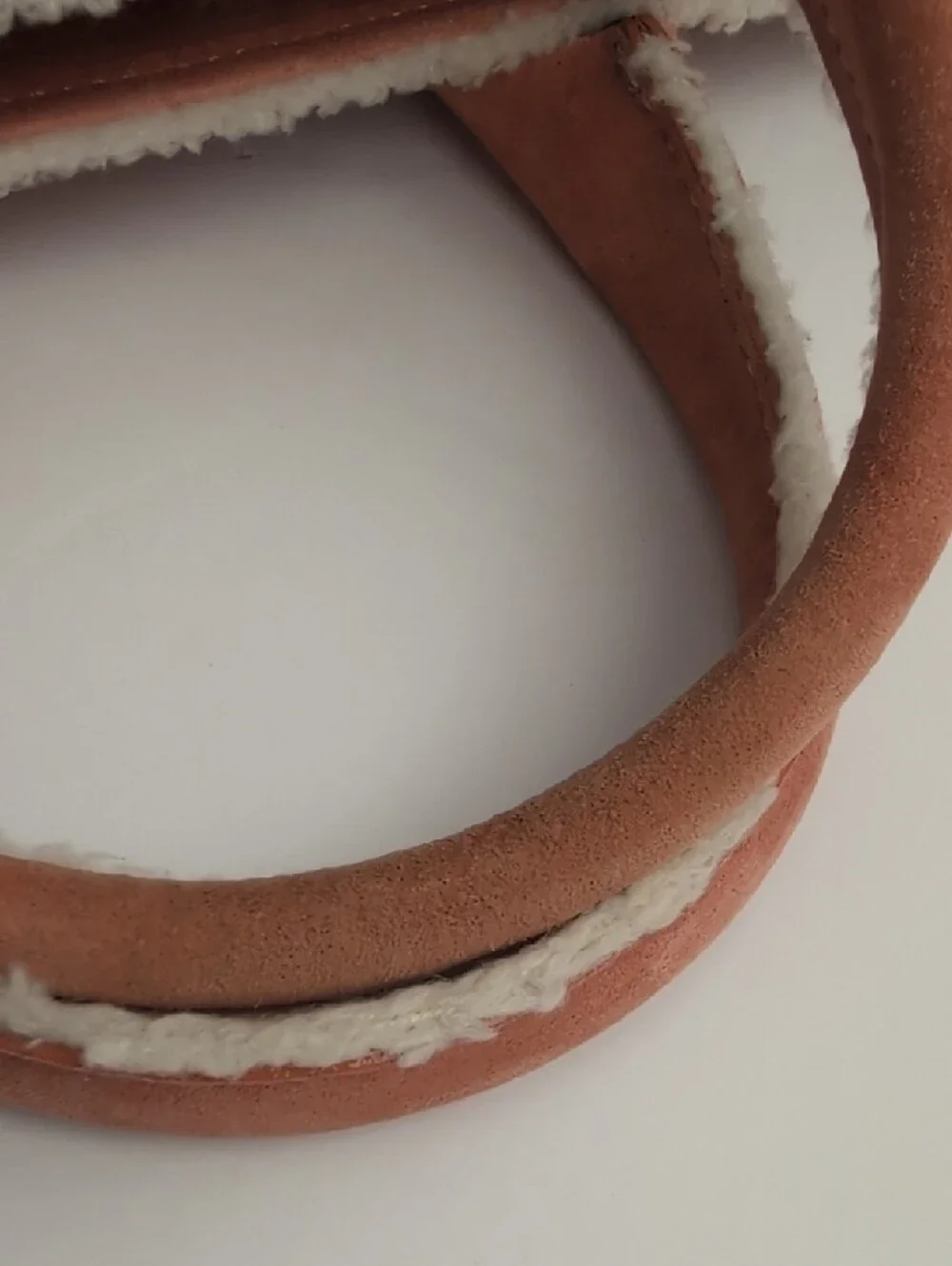 Samantha Thavasa Peach Suede Shearling Trim Handbag